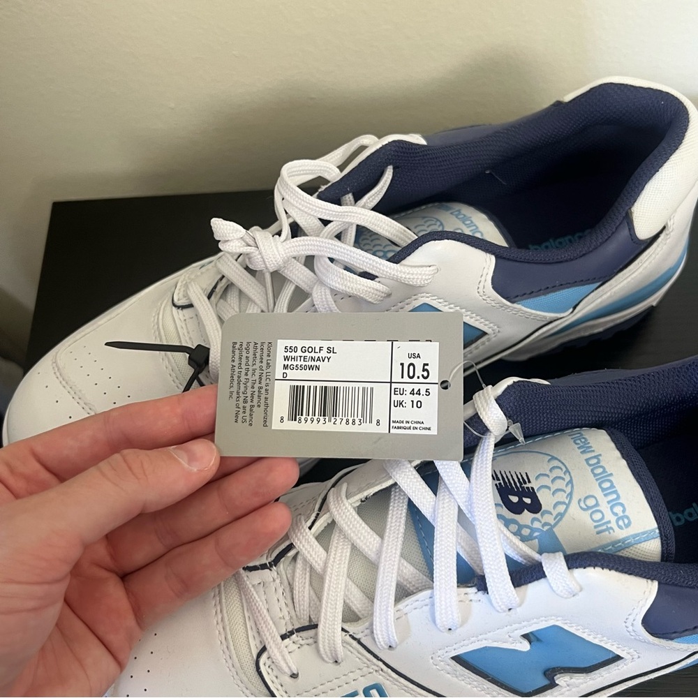 New Balance White & Navy Blue Golf Sneakers - Picture 4 of 4